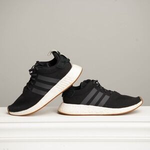 Adidas NMD R2 Boost Black Gum Sole Men Sz 10 Athletic Sneakers Running Shoes Gym